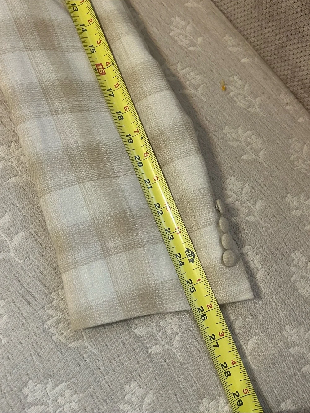 Falcone Superlative 150’s Neutral Plaid Blazer Linen Blend 3-Button Dbl Vent 48L - Picture 12 of 12